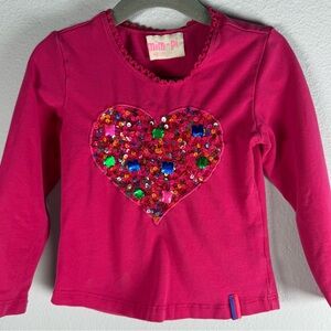 Mim-Pi Pink Sequin Heart Kids Top